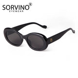 SORVINO Trendy Tortoise Shell Black Oval Sunglasses Gradient Brown Lens Round Women Men Sun Glasses Female UV400