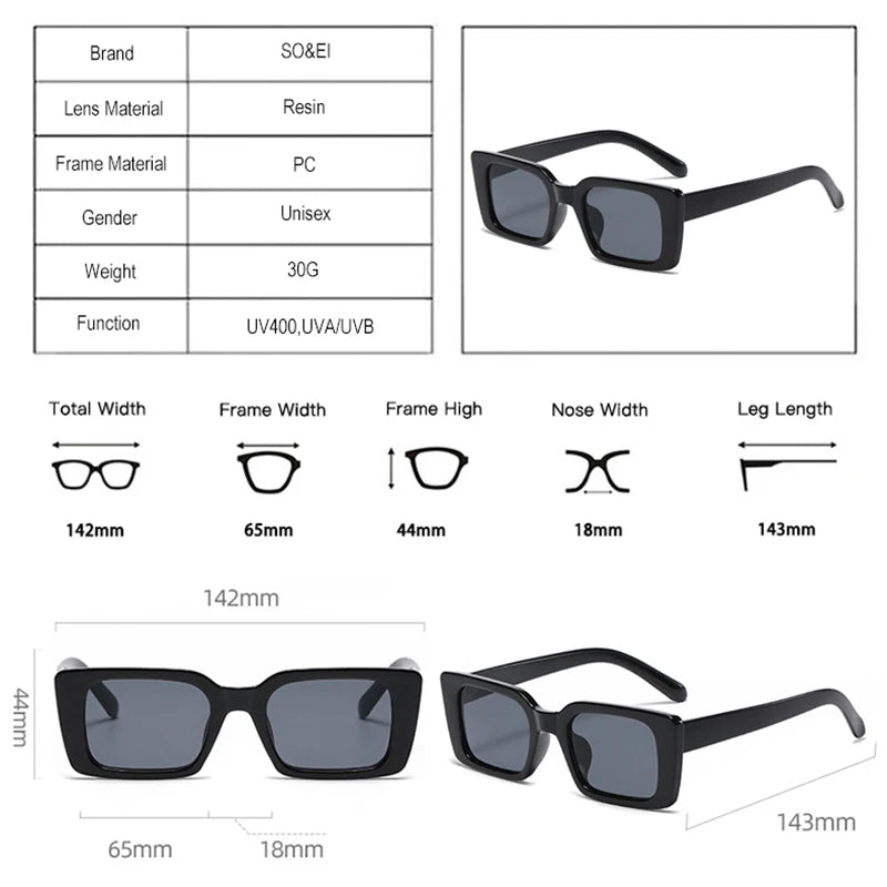Óculos de Sol Retro Rectangle — Proteção UV400