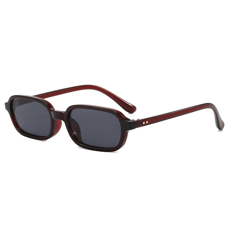 SO&EI Fashion Rectangle Sunglasses Women Shades UV400 Retro Rivets Punk Men Champagne Sun Glasses