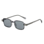 SO&EI Vintage Rectangle Rivets Sunglasses Women Fashion Green Shades UV400 Men Sun Glasses