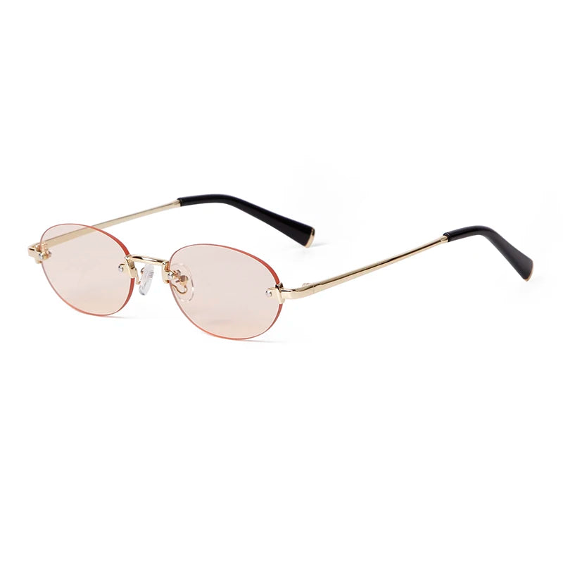 SORVINO Fashion Rimless Oval Sunglasses 2026 Women Men 90s Brand Designer Brown Frameless Shades Sun Glasses Clear Lens Eyewear
