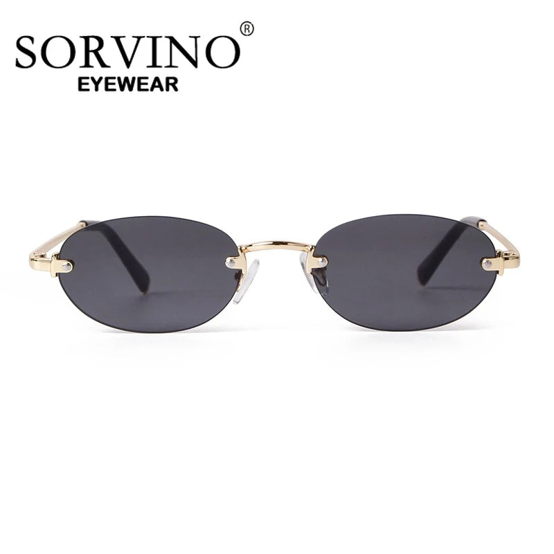 SORVINO Fashion Rimless Oval Sunglasses 2026 Women Men 90s Brand Designer Brown Frameless Shades Sun Glasses Clear Lens Eyewear