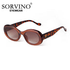 SORVINO Trendy Tortoise Shell Black Oval Sunglasses Gradient Brown Lens Round Women Men Sun Glasses Female UV400