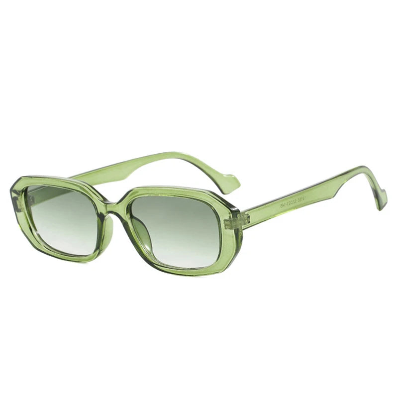 SO&EI Fashion Small Polygon Rectangle Sunglasses Women Retro Clear Gradient Shades UV400 Men Blue Green Sun Glasses