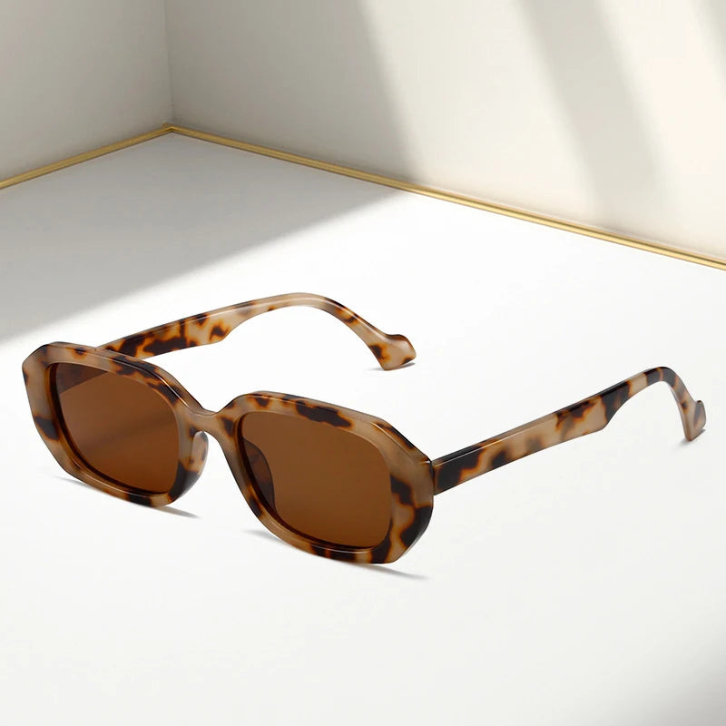 SO&EI Fashion Small Polygon Rectangle Sunglasses Women Retro Clear Gradient Shades UV400 Men Blue Green Sun Glasses