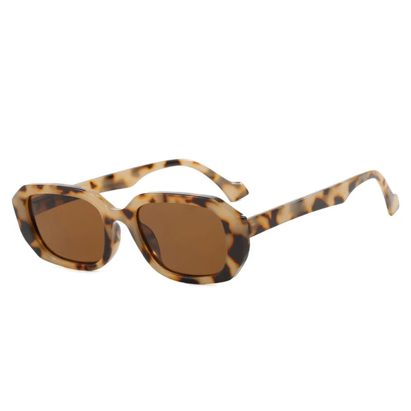 SO&EI Fashion Small Polygon Rectangle Sunglasses Women Retro Clear Gradient Shades UV400 Men Blue Green Sun Glasses