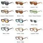 SO&EI Fashion Small Polygon Rectangle Sunglasses Women Retro Clear Gradient Shades UV400 Men Blue Green Sun Glasses