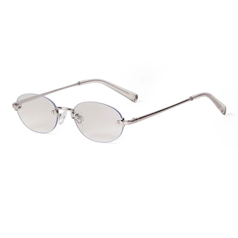 SORVINO Fashion Rimless Oval Sunglasses 2026 Women Men 90s Brand Designer Brown Frameless Shades Sun Glasses Clear Lens Eyewear