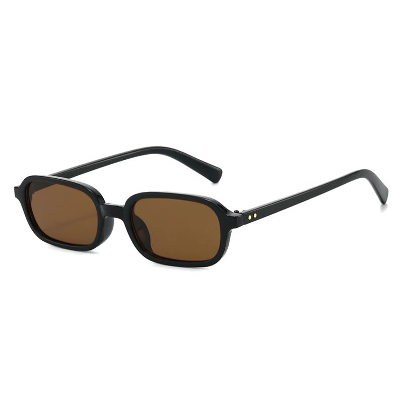 SO&EI Retro Small Rectangle Sunglasses Women Fashion Rivets Orange Red Shades UV400 Men Punk Sun Glasses