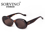 SORVINO Trendy Tortoise Shell Black Oval Sunglasses Gradient Brown Lens Round Women Men Sun Glasses Female UV400