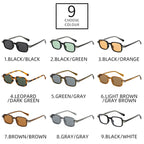 SO&EI Vintage Rectangle Rivets Sunglasses Women Fashion Green Shades UV400 Men Sun Glasses