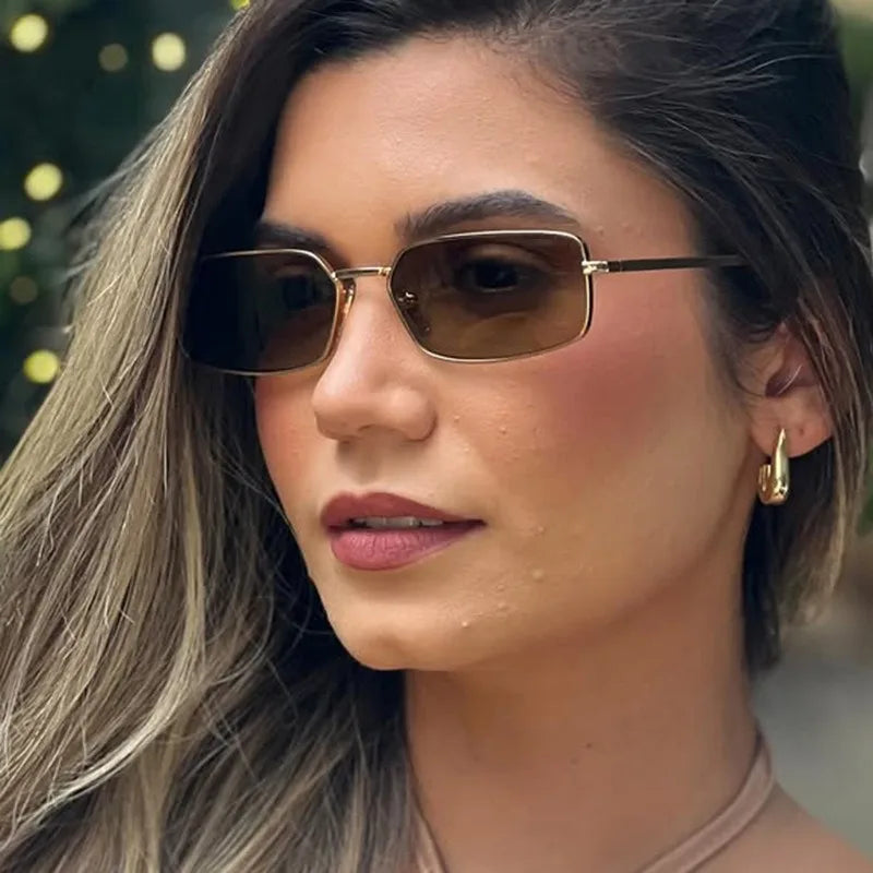 New Small Square Metal Women Sunglasses Brand Designer Men Sun Glasses Outdoor Travel Female Shades Lentes UV400