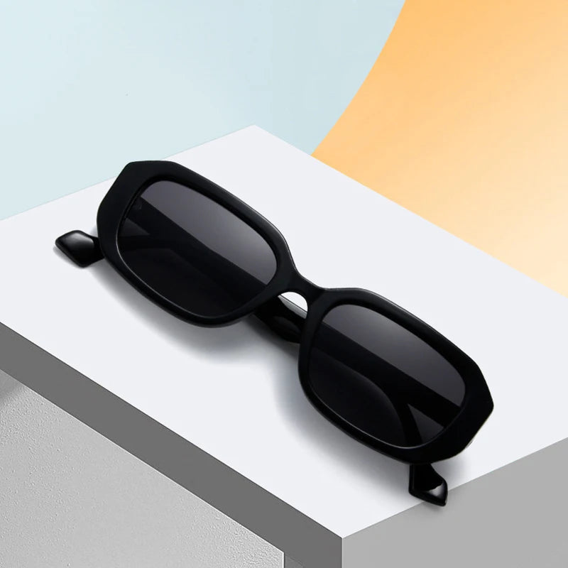 SO&EI Fashion Small Polygon Rectangle Sunglasses Women Retro Clear Gradient Shades UV400 Men Blue Green Sun Glasses