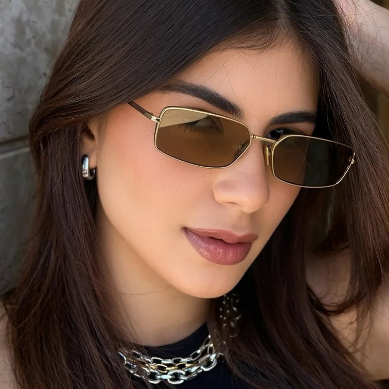 New Small Square Metal Women Sunglasses Brand Designer Men Sun Glasses Outdoor Travel Female Shades Lentes UV400
