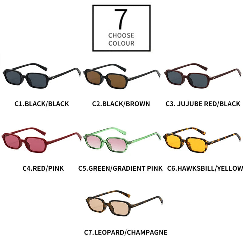 SO&EI Retro Small Rectangle Sunglasses Women Fashion Rivets Orange Red Shades UV400 Men Punk Sun Glasses