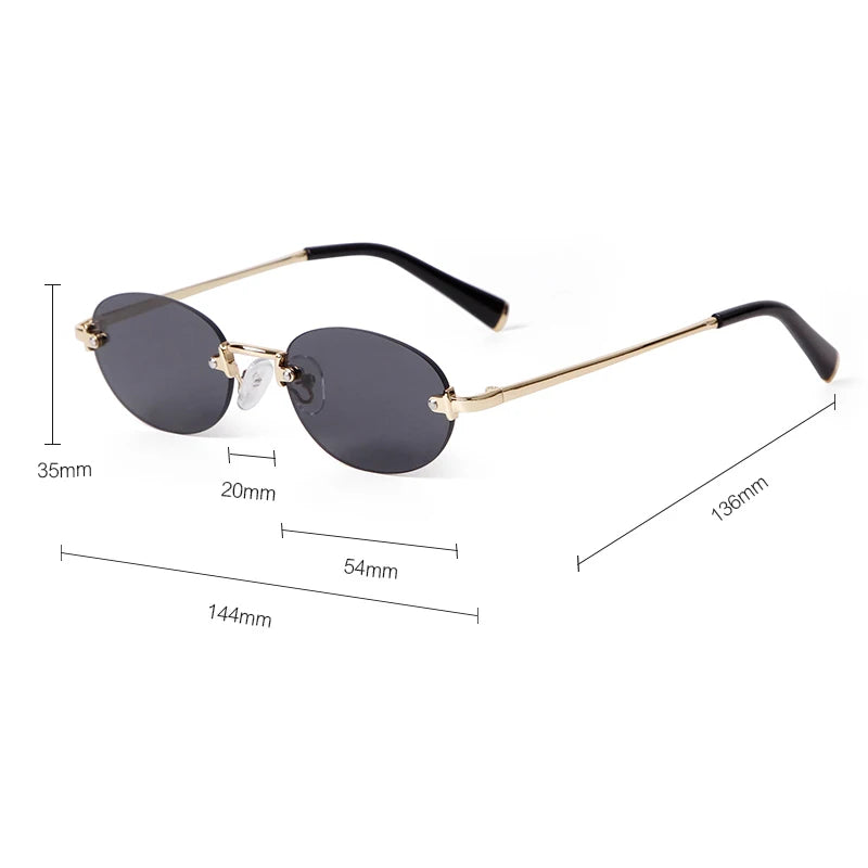 SORVINO Fashion Rimless Oval Sunglasses 2026 Women Men 90s Brand Designer Brown Frameless Shades Sun Glasses Clear Lens Eyewear