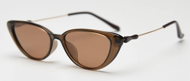 Peekaboo small frame sunglasses polarized female TR90 retro sun glasses for women half metal uv400 brown green 2025 summer
