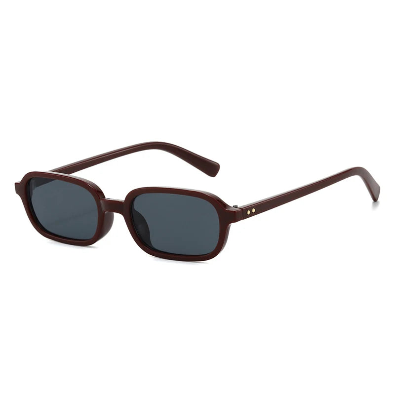SO&EI Retro Small Rectangle Sunglasses Women Fashion Rivets Orange Red Shades UV400 Men Punk Sun Glasses