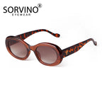 SORVINO Trendy Tortoise Shell Black Oval Sunglasses Gradient Brown Lens Round Women Men Sun Glasses Female UV400