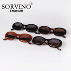 SORVINO Trendy Tortoise Shell Black Oval Sunglasses Gradient Brown Lens Round Women Men Sun Glasses Female UV400