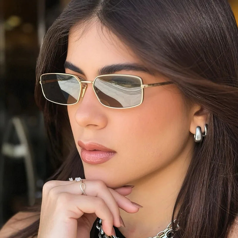 New Small Square Metal Women Sunglasses Brand Designer Men Sun Glasses Outdoor Travel Female Shades Lentes UV400