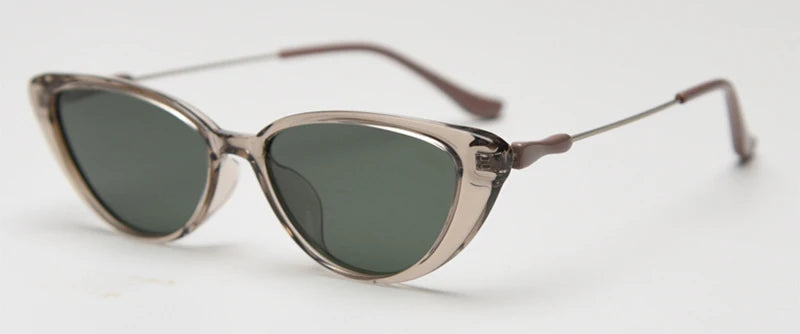 Peekaboo small frame sunglasses polarized female TR90 retro sun glasses for women half metal uv400 brown green 2025 summer