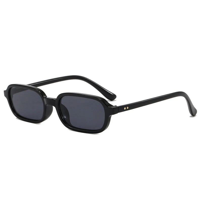SO&EI Fashion Rectangle Sunglasses Women Shades UV400 Retro Rivets Punk Men Champagne Sun Glasses