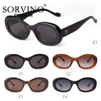 SORVINO Trendy Tortoise Shell Black Oval Sunglasses Gradient Brown Lens Round Women Men Sun Glasses Female UV400