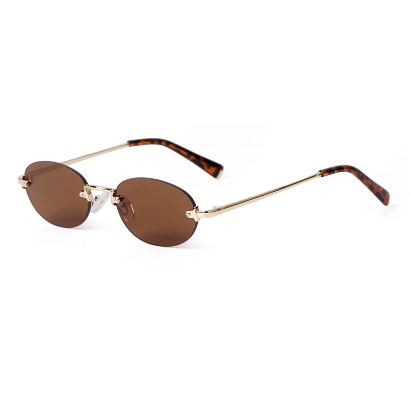 SORVINO Fashion Rimless Oval Sunglasses 2026 Women Men 90s Brand Designer Brown Frameless Shades Sun Glasses Clear Lens Eyewear