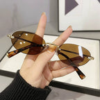 SORVINO Fashion Rimless Oval Sunglasses 2026 Women Men 90s Brand Designer Brown Frameless Shades Sun Glasses Clear Lens Eyewear