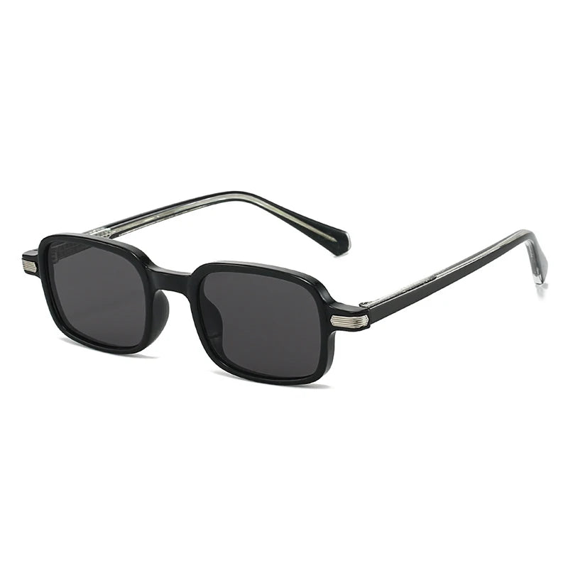 SO&EI Vintage Rectangle Rivets Sunglasses Women Fashion Green Shades UV400 Men Sun Glasses