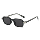 SO&EI Vintage Rectangle Rivets Sunglasses Women Fashion Green Shades UV400 Men Sun Glasses