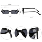 SO&EI Fashion Rectangle Sunglasses Women Shades UV400 Retro Rivets Punk Men Champagne Sun Glasses