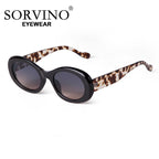SORVINO Trendy Tortoise Shell Black Oval Sunglasses Gradient Brown Lens Round Women Men Sun Glasses Female UV400