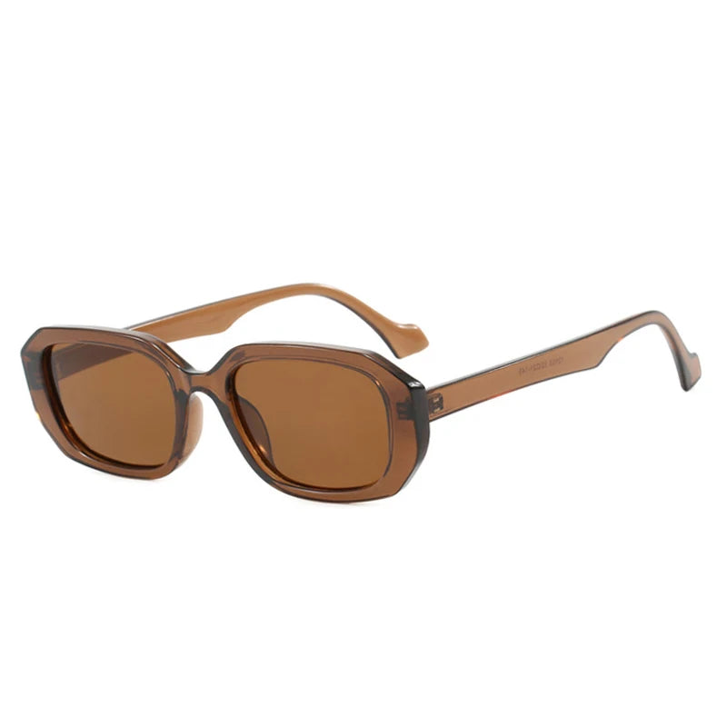 SO&EI Fashion Small Polygon Rectangle Sunglasses Women Retro Clear Gradient Shades UV400 Men Blue Green Sun Glasses