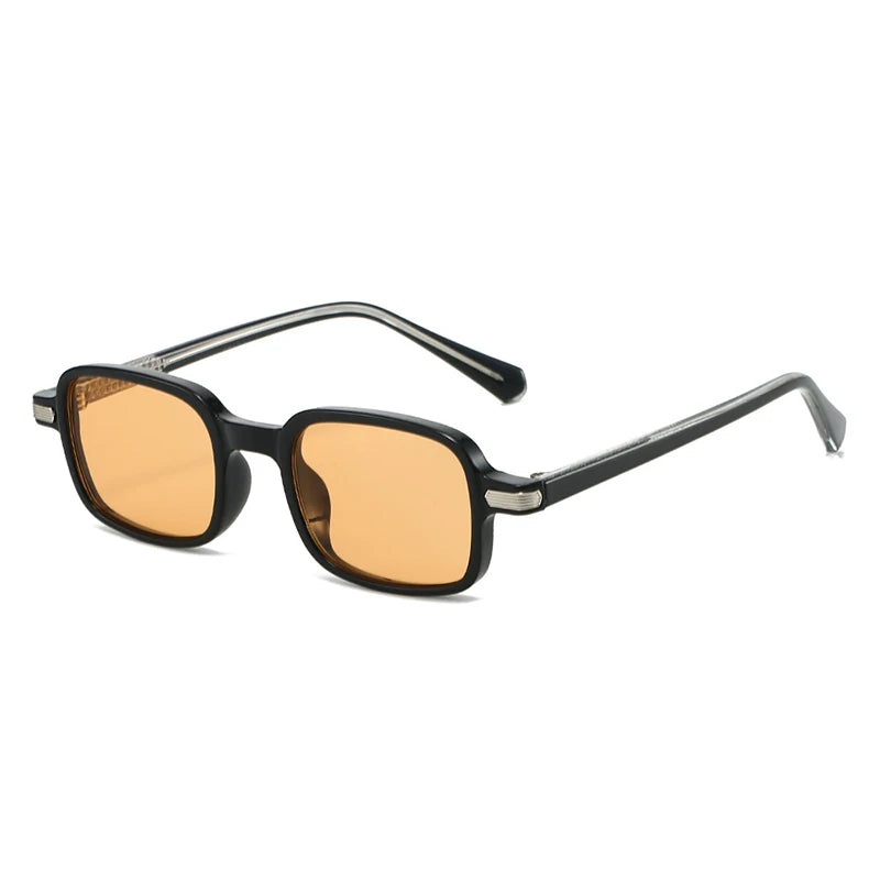 SO&EI Vintage Rectangle Rivets Sunglasses Women Fashion Green Shades UV400 Men Sun Glasses
