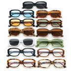 SO&EI Fashion Small Polygon Rectangle Sunglasses Women Retro Clear Gradient Shades UV400 Men Blue Green Sun Glasses