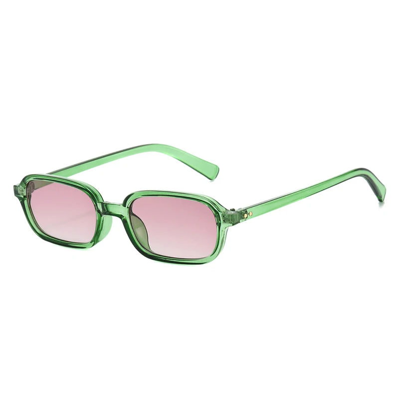 SO&EI Retro Small Rectangle Sunglasses Women Fashion Rivets Orange Red Shades UV400 Men Punk Sun Glasses