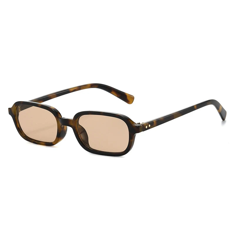 SO&EI Retro Small Rectangle Sunglasses Women Fashion Rivets Orange Red Shades UV400 Men Punk Sun Glasses
