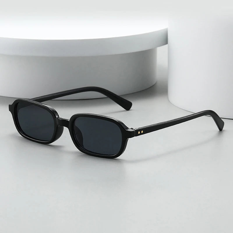 SO&EI Retro Small Rectangle Sunglasses Women Fashion Rivets Orange Red Shades UV400 Men Punk Sun Glasses
