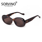 SORVINO Trendy Tortoise Shell Black Oval Sunglasses Gradient Brown Lens Round Women Men Sun Glasses Female UV400