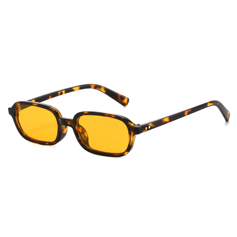 SO&EI Retro Small Rectangle Sunglasses Women Fashion Rivets Orange Red Shades UV400 Men Punk Sun Glasses